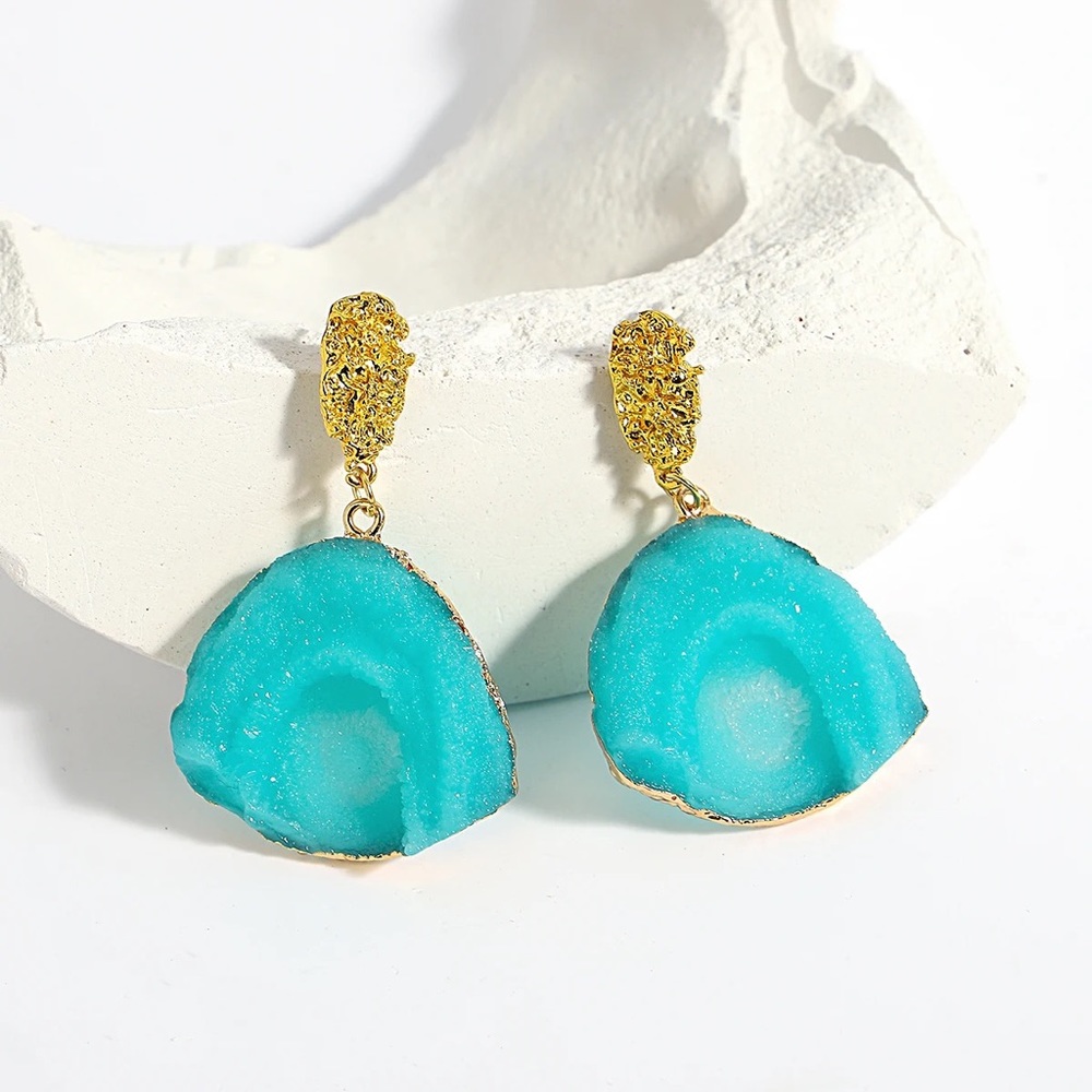 ◾️Volcanic Rock Earring (Aqua)